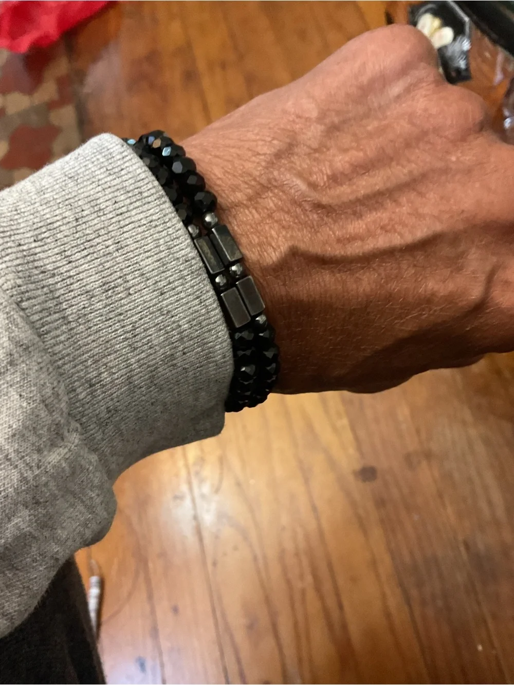Men’s Black Crystal Magnetic Hematiite Bracelet Set🖤🖤
